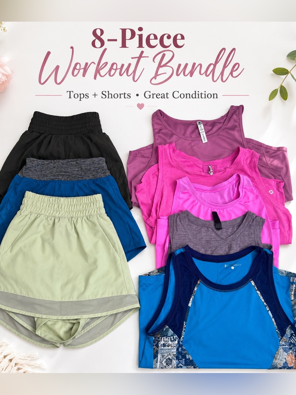 Workout clothing bundle 8 pieces - Size Large Womens
